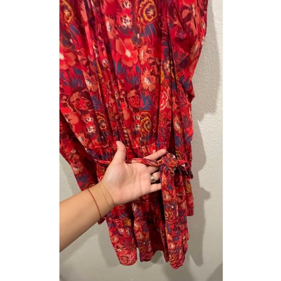 A. CALIN BY FLYING TOMATOE Red Ruffled Shoulder Mini Dress - Picture 9 of 10